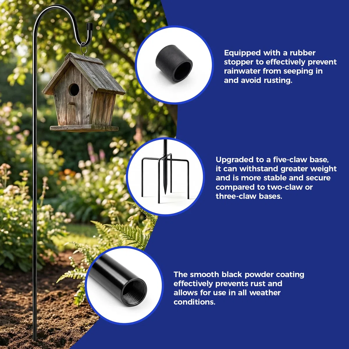 Garden Schäferhaken 2 Stück 120 cm Metallstangen Garten Höhenverstellbar Geeignet für laternenhalter Blumenampeln Pflanzkörbe Windspiele vogelhausständer