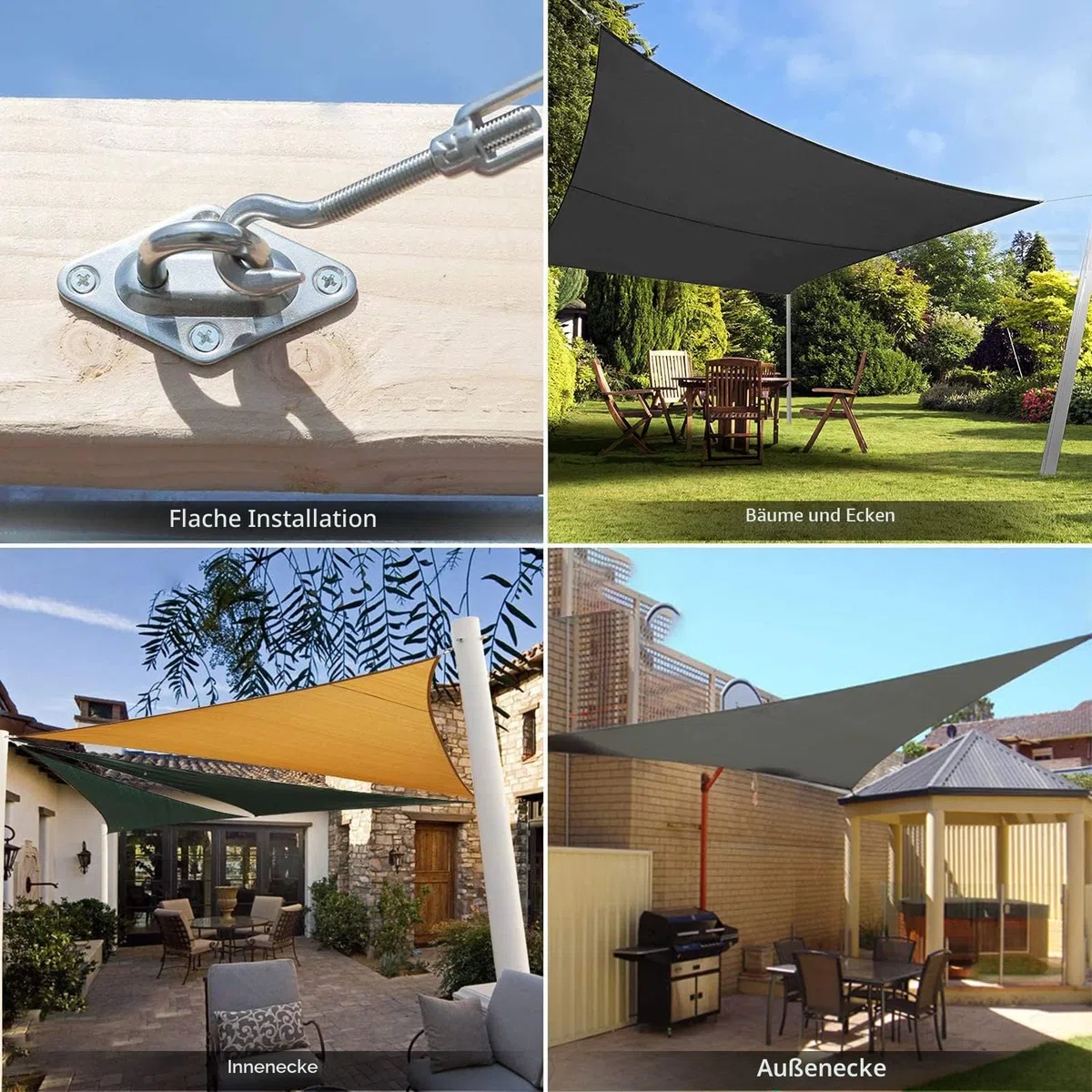 Sonnensegel Befestigung Set Zubehör 304 Edelstahl Sonnensegel Befestigungsset sonnensegel Spanner Montage Aufbau für Viereck und Dreieck Garten, Awnings Mounting Assembly