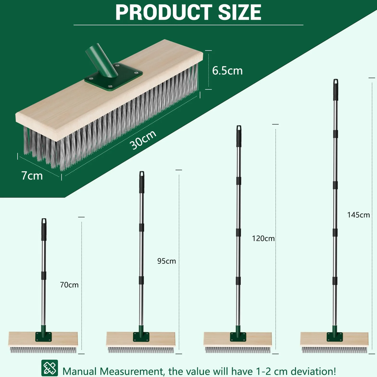 Stahldrahtbesen mit Teleskopstiel Edelstahl Drahtbürste Deckbesen Bürste Bodenschrubber Bürste für Terrasse, Deck, Garten