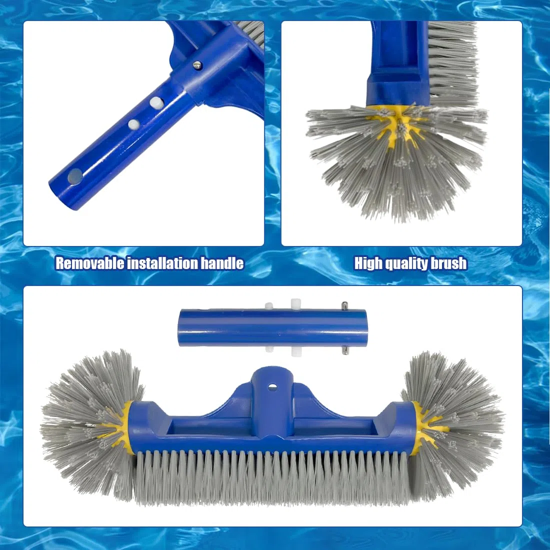 Poolbürste mit Runden Enden, Poolbesen, Pool Bürste, Poolbürste für Folienpool, Schwimmbad Bürste, Pool Reinigungsbürste für Reinigung Pool Wänden, Fliesen, Ecken, Böden(Dekoration G1)