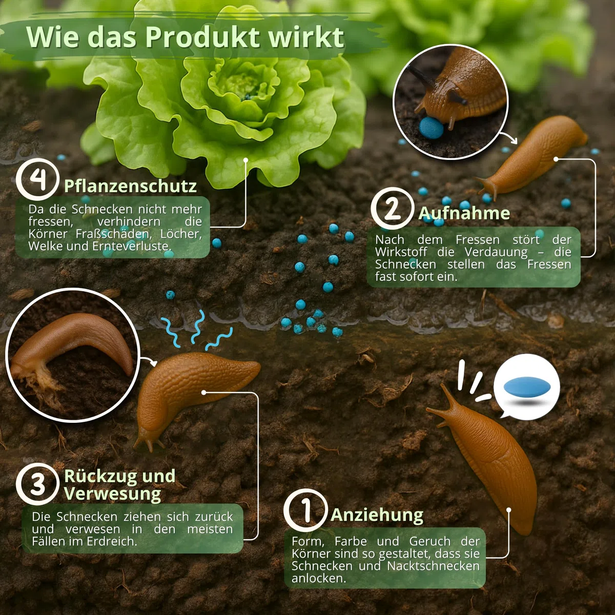 Schneckenkorn Regenfest | 300g für 500m²| Schneckenlinsen gegen Nacktschnecken | Haustierfreundlich | Schneckenschutz mit biologischer Wirkformel | Für alle Gemüsearten (1x Streudose)