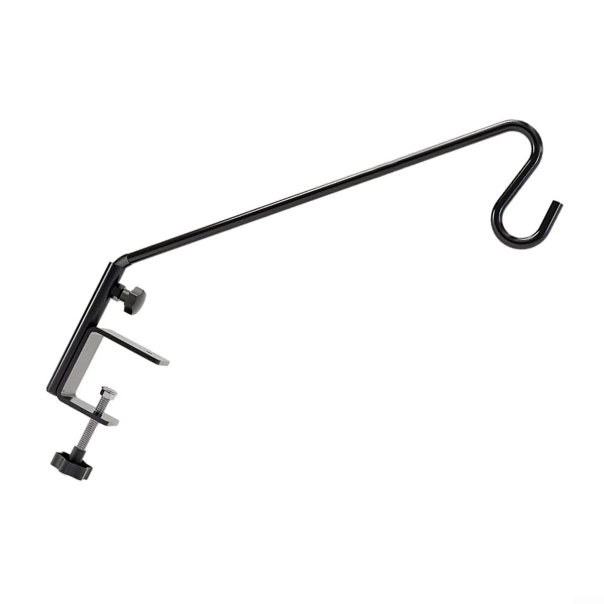 Edelstahl Haken-Set für Vertikale Geländer, Verstellbar bis 28 Zoll, Tragkraft 15 lbs, für Vogelhäuser und Blumenkörbe auf Balkon & Terrasse, Schwarz(as shown)