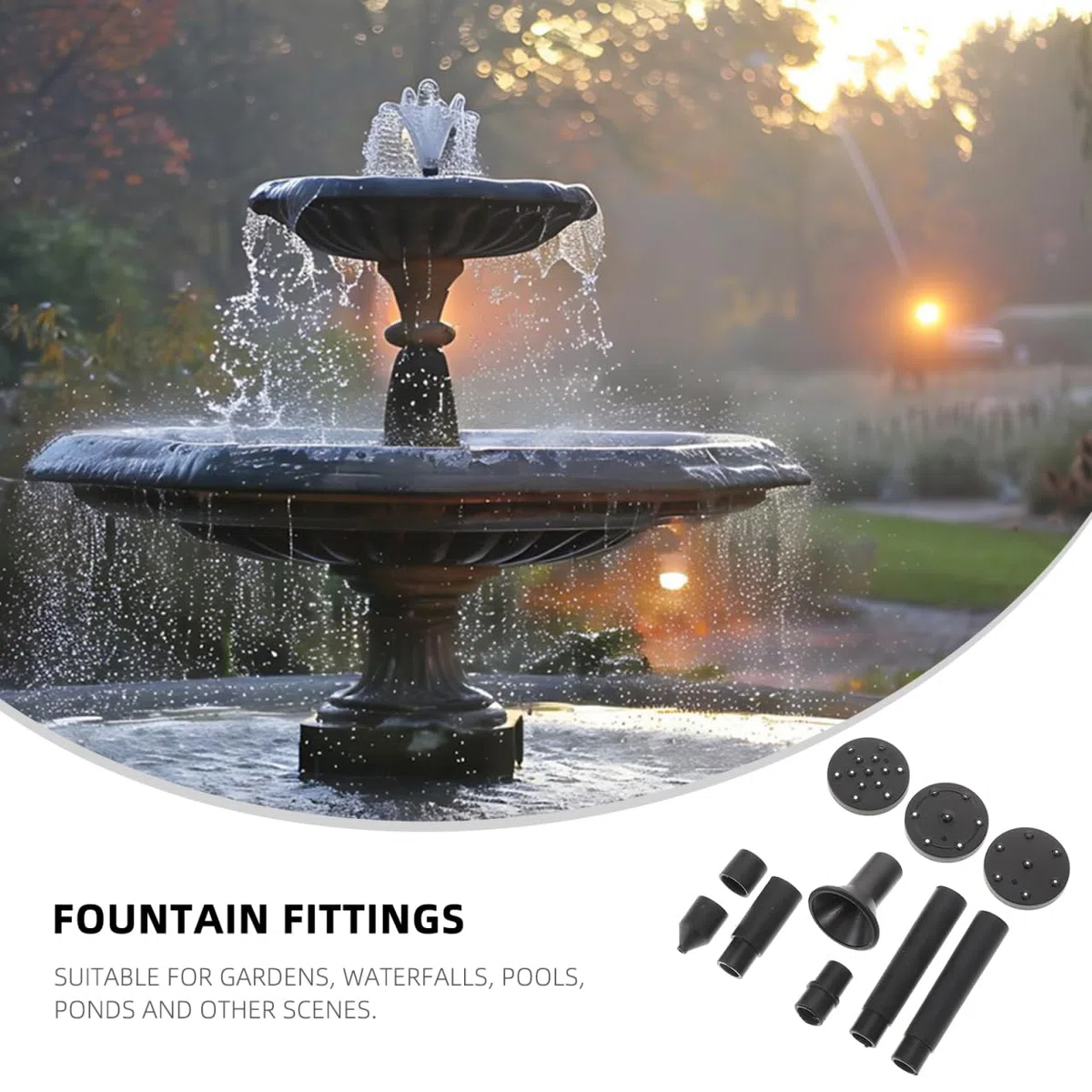 UPKOCH 11-Teiliges Solarbrunnen Zubehör Set Mit Vielseitigen Brunnen Düsen Für Garten Teich Wasserfall Und Vogelbad Solarbetriebene Wasserpumpen-Teile Für Außenbereich