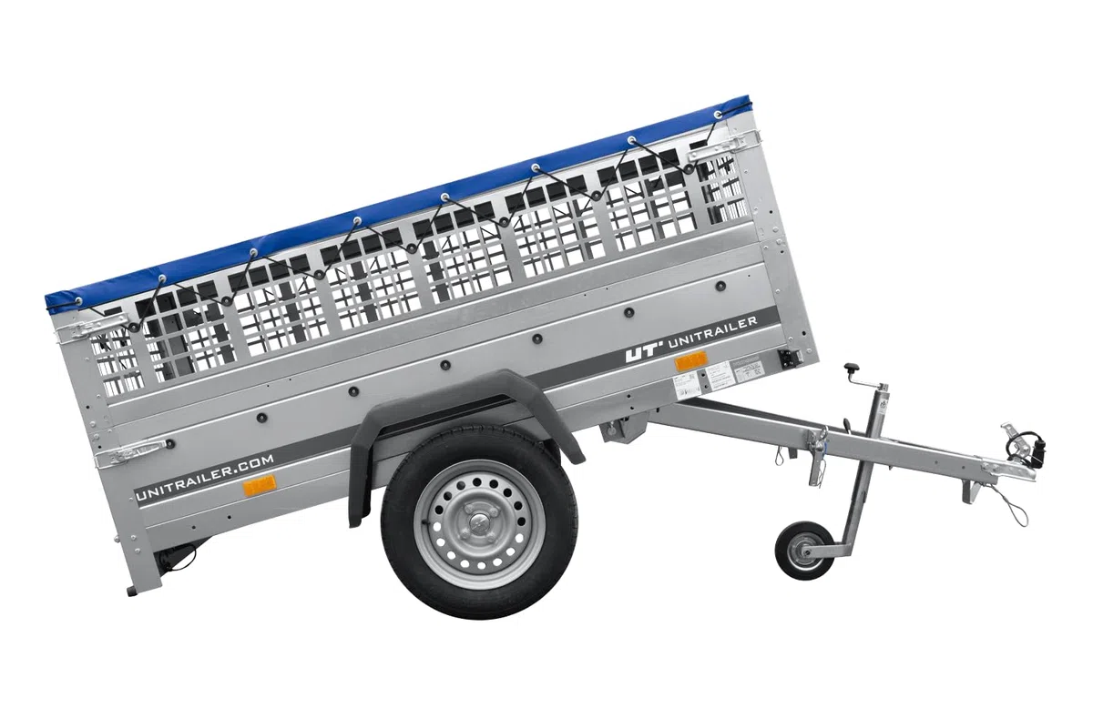 Großer Anhänger bis 750 kg Garden Großer Anhänger bis 750 kg Garden Trailer 201 Kipp mit Jockey-Rad, Gitterseiten und flachen Plane, Trailer 201 Kipp mit Jockey-Rad