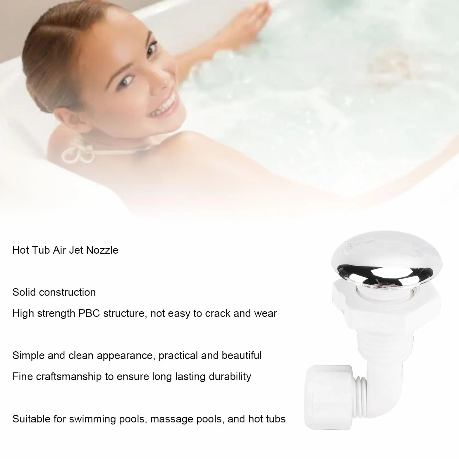 3 Stück Whirlpool-Luftdüse, drehbarer Bogen, Luftdüse, robustes PVC, Whirlpool, Luftstrahl, Massage-Badewannendüse für Schwimmbad