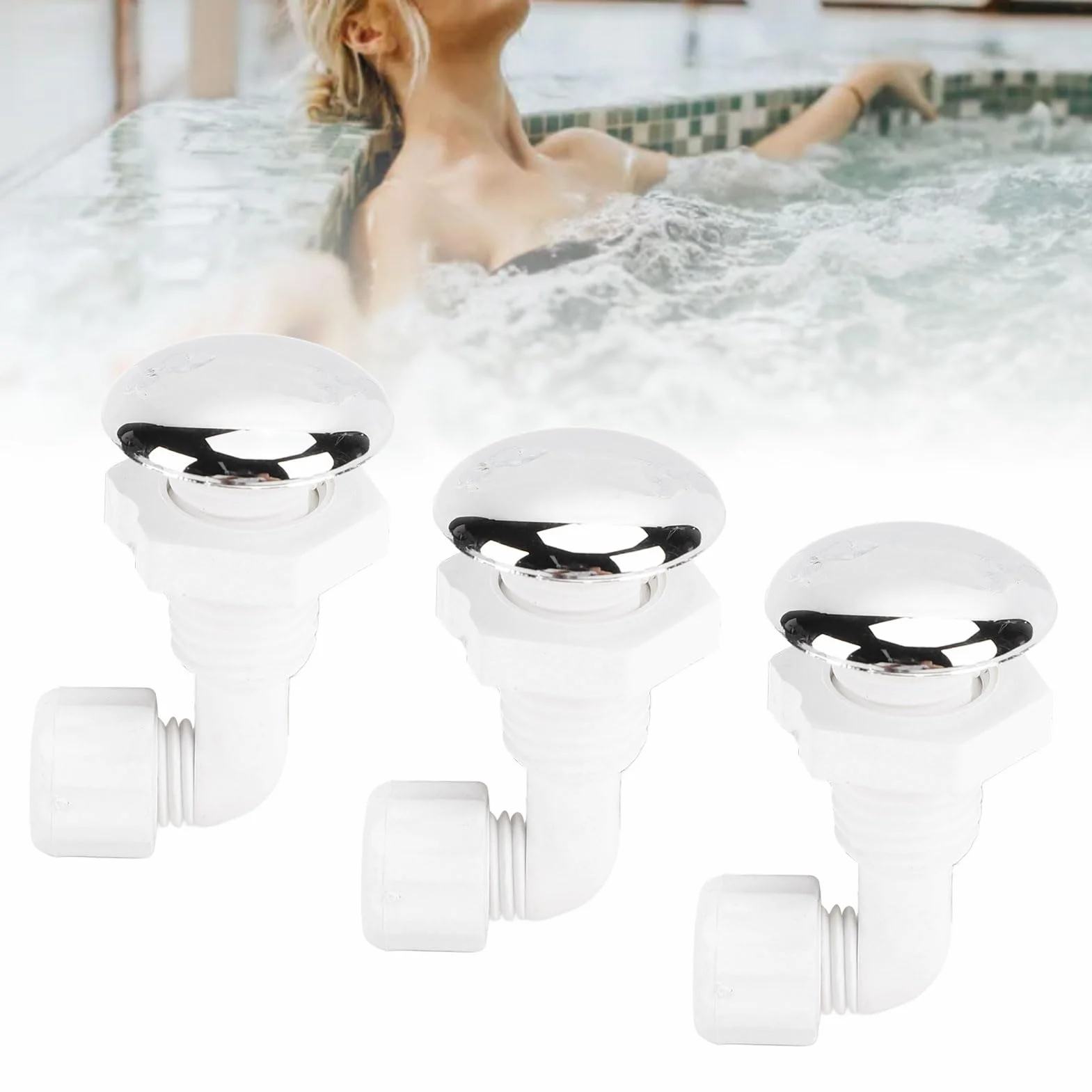3 Stück Whirlpool-Luftdüse, drehbarer Bogen, Luftdüse, robustes PVC, Whirlpool, Luftstrahl, Massage-Badewannendüse für Schwimmbad
