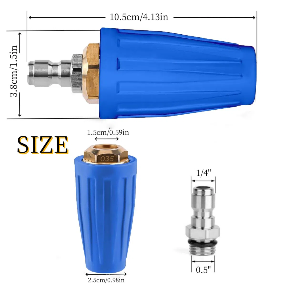 Drehbare Turbo Düse Universal Für Wasser Hochdruckreiniger, 4000 Psi, Kaliber 1.156 mm,1/4 Quick Connect Rotating Turbo Hochdruckreiniger Pistole Düse Zubehör, Verwendung Für Turbowasher (Blau)