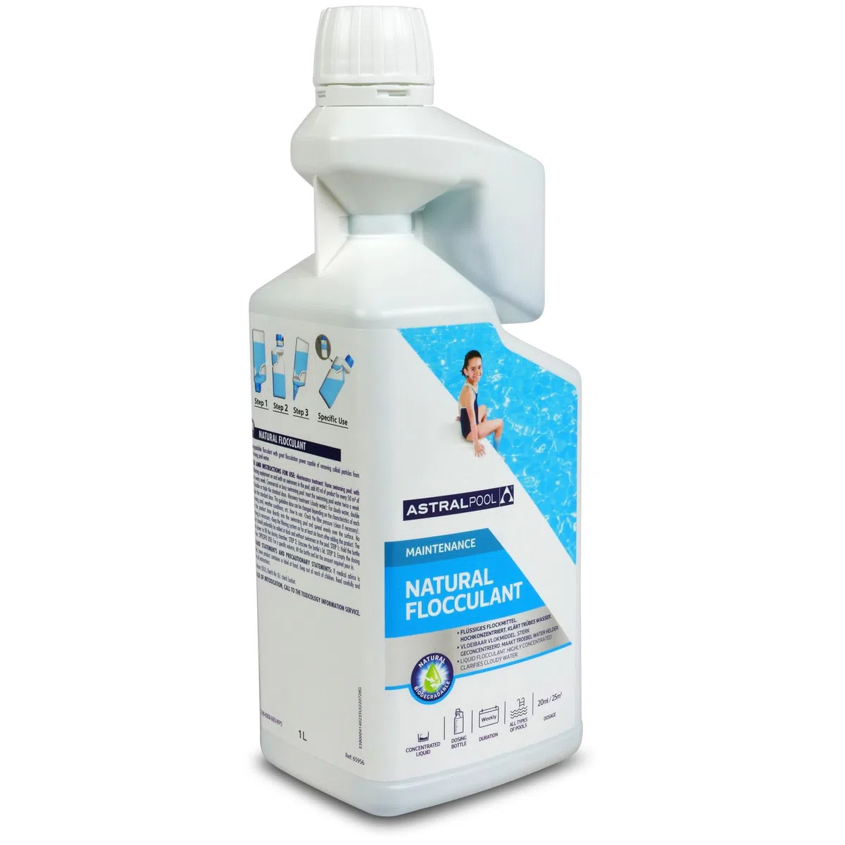 Astral Pool Natural Flocculant 1,0 l - Bio-Flockungsmittel für klares Poolwasser - Entfernt Phosphat, Öle und organische Stoffe