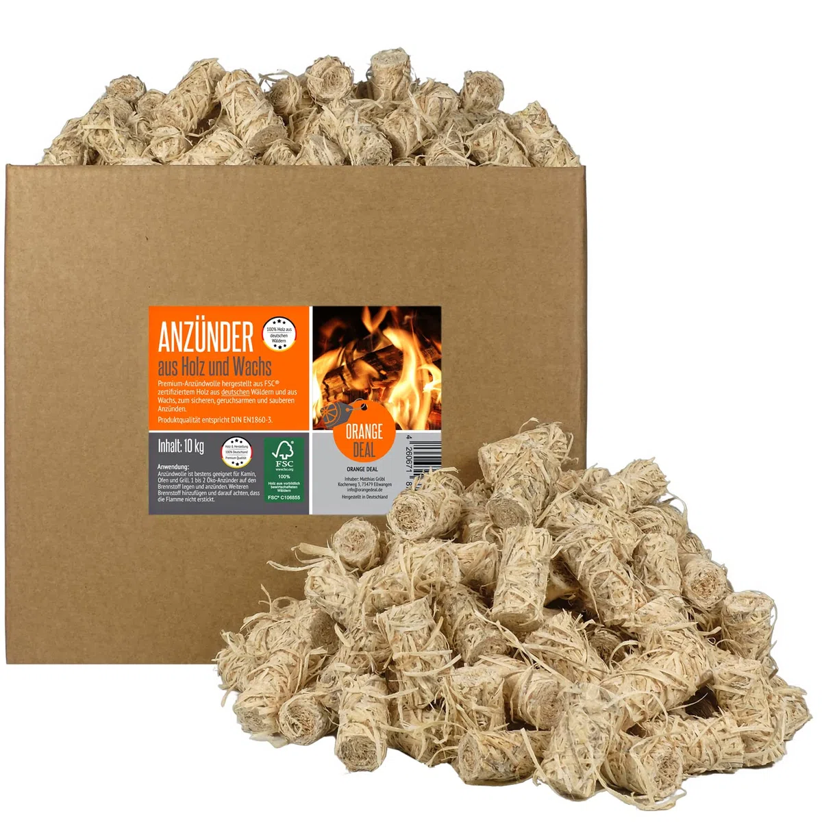 Anzünder Holzwolle 10kg (ca. 800 Stück), Kaminanzünder, Grillanzünder, Anzündwolle, Ofenanzünder, Feueranzünder, Holzwolle Anzünder, Grill Anzünder, Holzanzünder, Anzünder Kamin (2 kg - 5 kg)