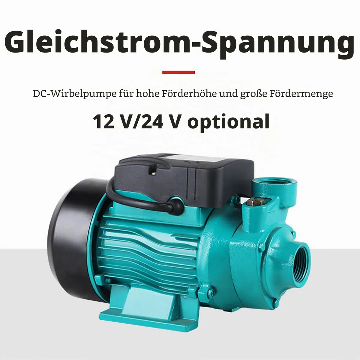 Teichpumpen für Outdoor -Teiche, Kleine Wasserpumpe Solar DC Wirbelpumpe 200 W 3200 U/Min 35 Lpm groß 25 M Solarwasserpumpe Hochleuter Wirbel Wirbelpumpe (DC12V)