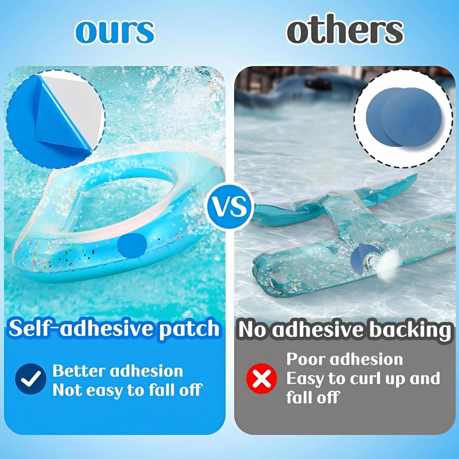 Selbstklebende Reparaturflicken Pool für Schwimmbecken 4FT x 2.8FT PVC Pools Patches Extra Groß Pool Reparatur Unterwasser für Wasserbett Aufblasbares Boot Schwimmbäder