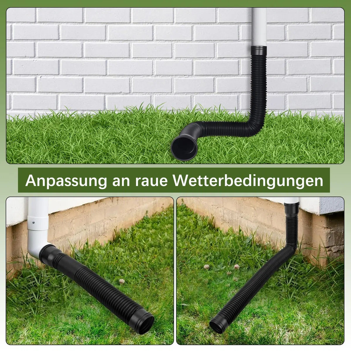 Fallrohr Erweiterungsset, Flexible Rundes Verlängerung Fallrohr Durchmesser 80/100 mm, Fallrohr Erweiterung von 47 bis 150 cm