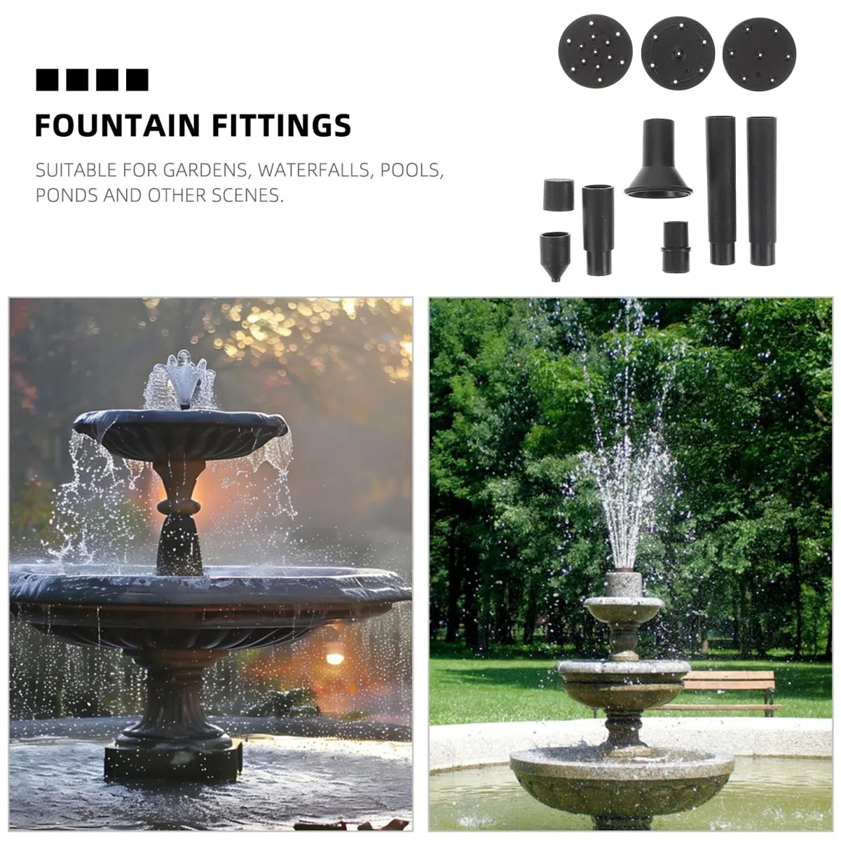 UPKOCH 11-Teiliges Solarbrunnen Zubehör Set Mit Vielseitigen Brunnen Düsen Für Garten Teich Wasserfall Und Vogelbad Solarbetriebene Wasserpumpen-Teile Für Außenbereich