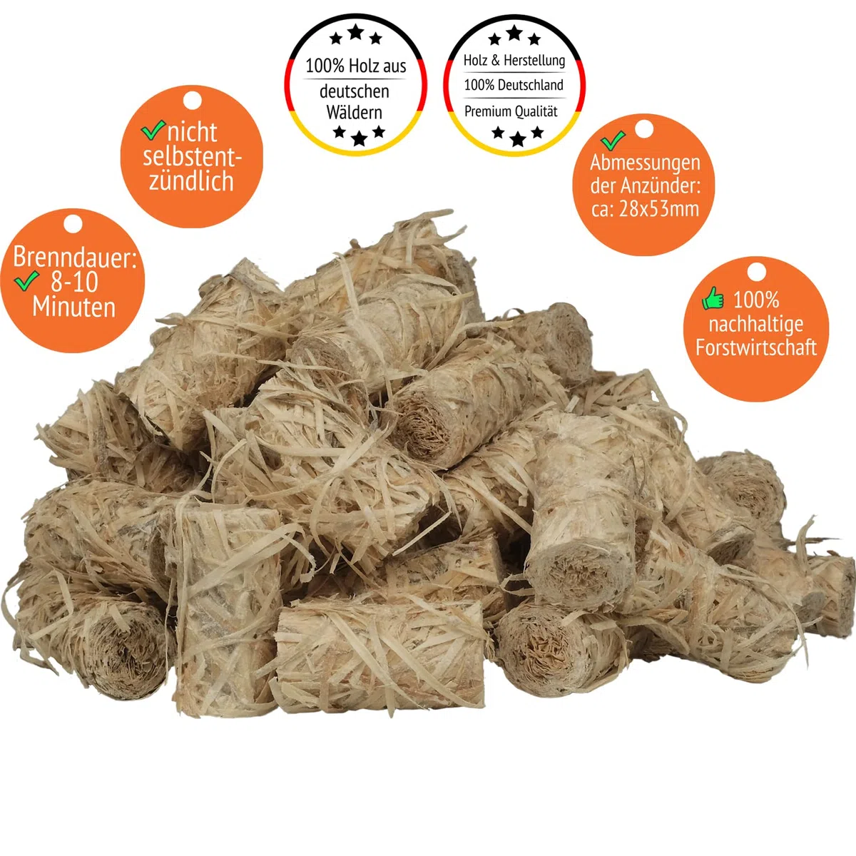 Anzünder Holzwolle 10kg (ca. 800 Stück), Kaminanzünder, Grillanzünder, Anzündwolle, Ofenanzünder, Feueranzünder, Holzwolle Anzünder, Grill Anzünder, Holzanzünder, Anzünder Kamin (2 kg - 5 kg)