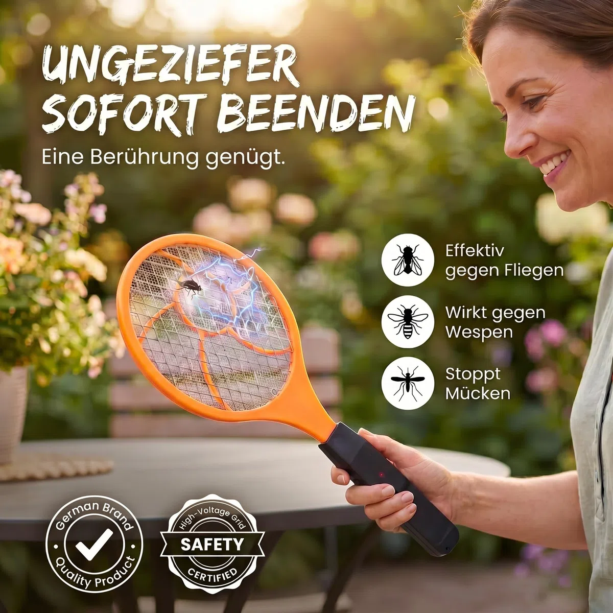 Elektrische Fliegenklatsche Elektro Fliegenfänger Insektenvernichter Mückenklatsche - Testsieger Kundenzufriedenheit (Set: 3 Stück)