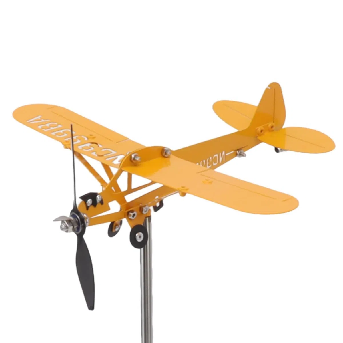 Cyrank Flugzeug Wetterfahne 3D, Metall Flugzeug Windmühle Für Hof, Garten Windrad Draußen Gartenskulptur, 3D-Windspiel, Wind Spinner Metall-Windanzeiger für Gärten, Terrasse, Rasen, Outdoor(L)