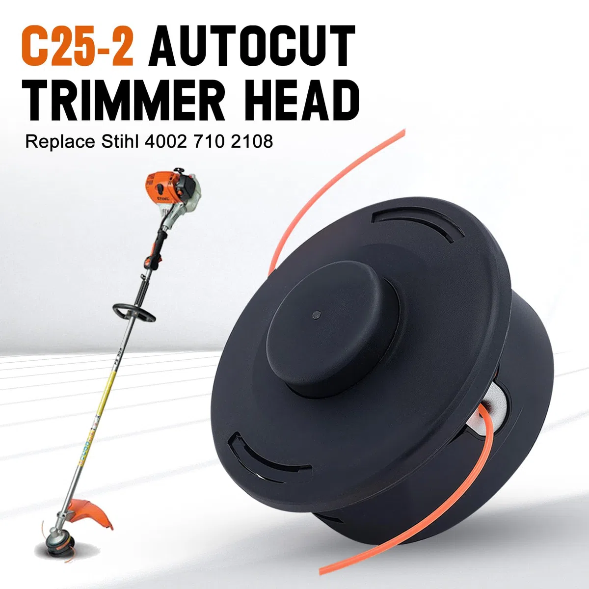 Mähkopf für Stihl Autocut 25-2 Fadenkopf M10x1.0 Trimmerkopf für FS55 FS55R FS56 FS80 FS85 FS90 FS100 FS110 FS130 FS250 Rasenmäher Ersatzteile 40027102108 (1*Mähkopf+Ein Satz Ersatzteile)