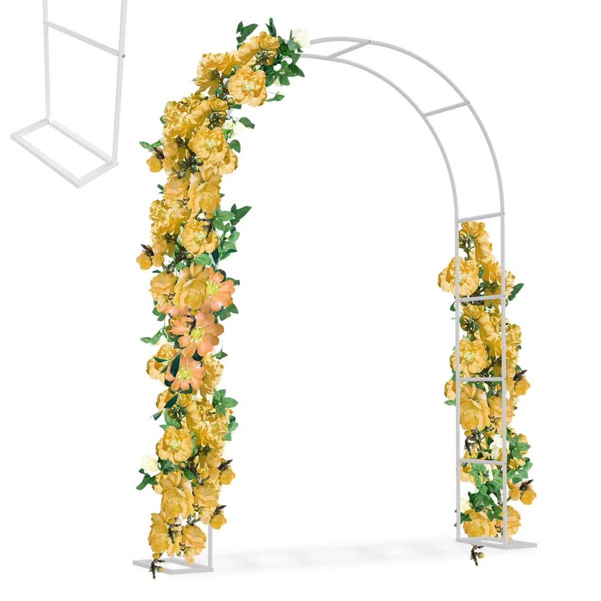 XMTECH Torbogen Rankhilfe, Gartenbogen aus Metall, 192x38x240cm, Stabiler Rosenbogen mit Bodenplatten, Rankhilfe für Kletterpflanzen, Rankbogen für Garten, Hochzeit & Feiern, wetterfest, Weiß