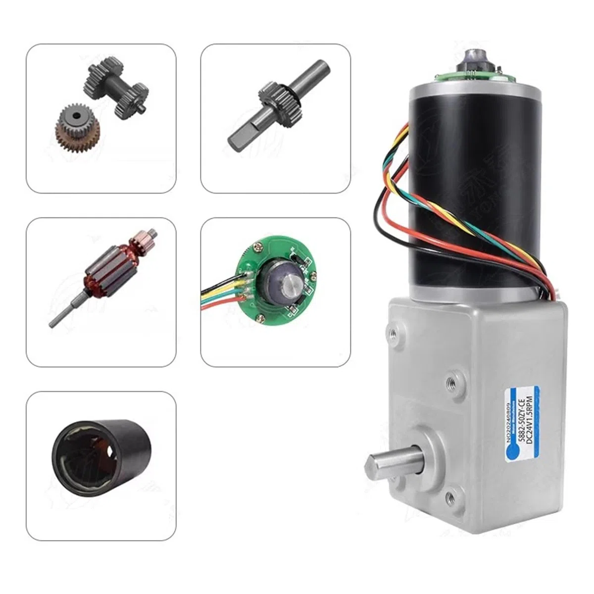 5882-50ZY DC 12V 24V High Torque Schneckengetriebemotor mit Encoder 1St(3rpm,12V)