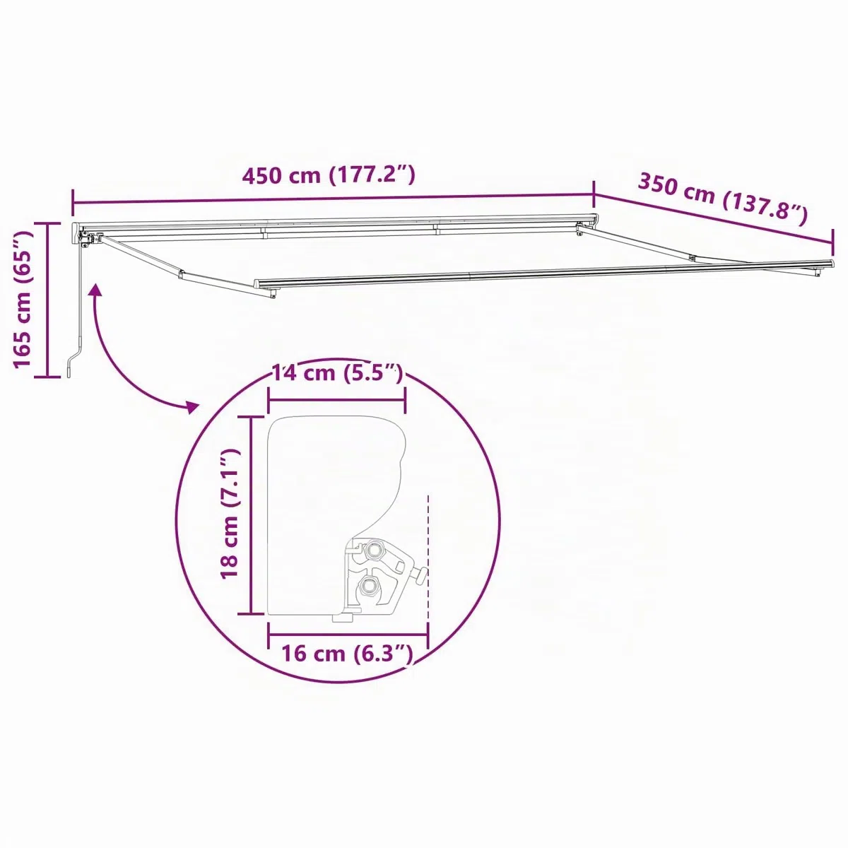 vidaXL Manuell einziehbare Markise Anthrazit 4,5 x 3,5 m