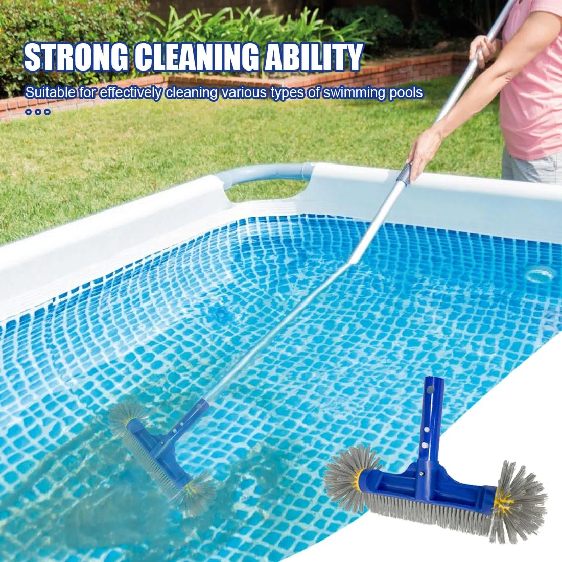 Poolbürste mit Runden Enden, Poolbesen, Pool Bürste, Poolbürste für Folienpool, Schwimmbad Bürste, Pool Reinigungsbürste für Reinigung Pool Wänden, Fliesen, Ecken, Böden(Dekoration G1)