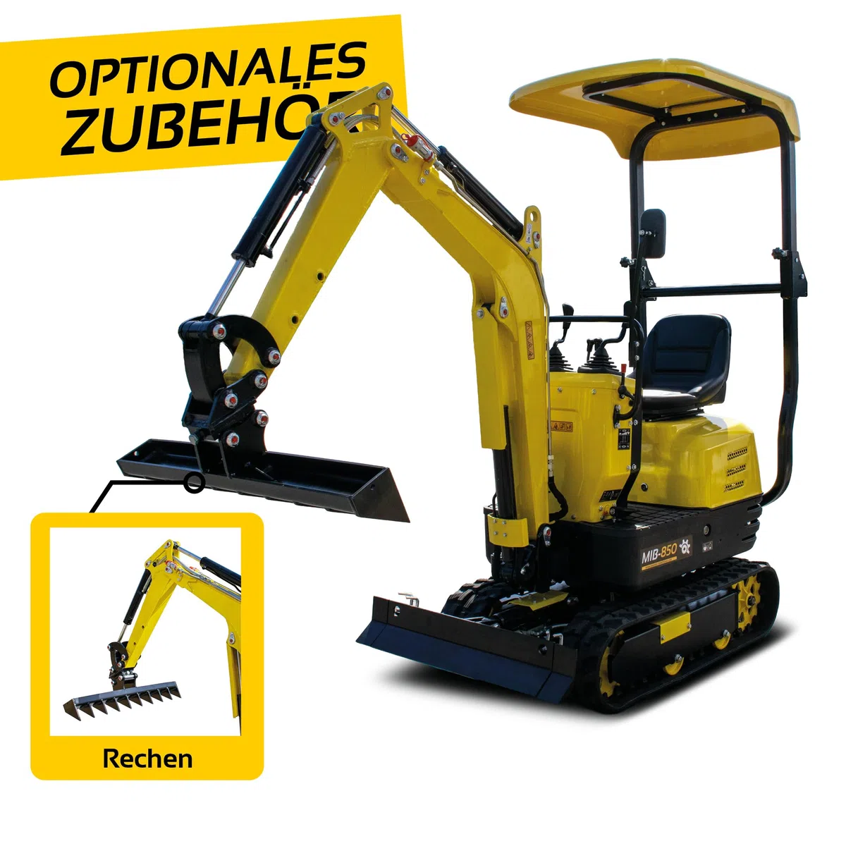 BAMATO Rechen für Minibagger MIB-850 mit Elektrostart | (MIB850RA)