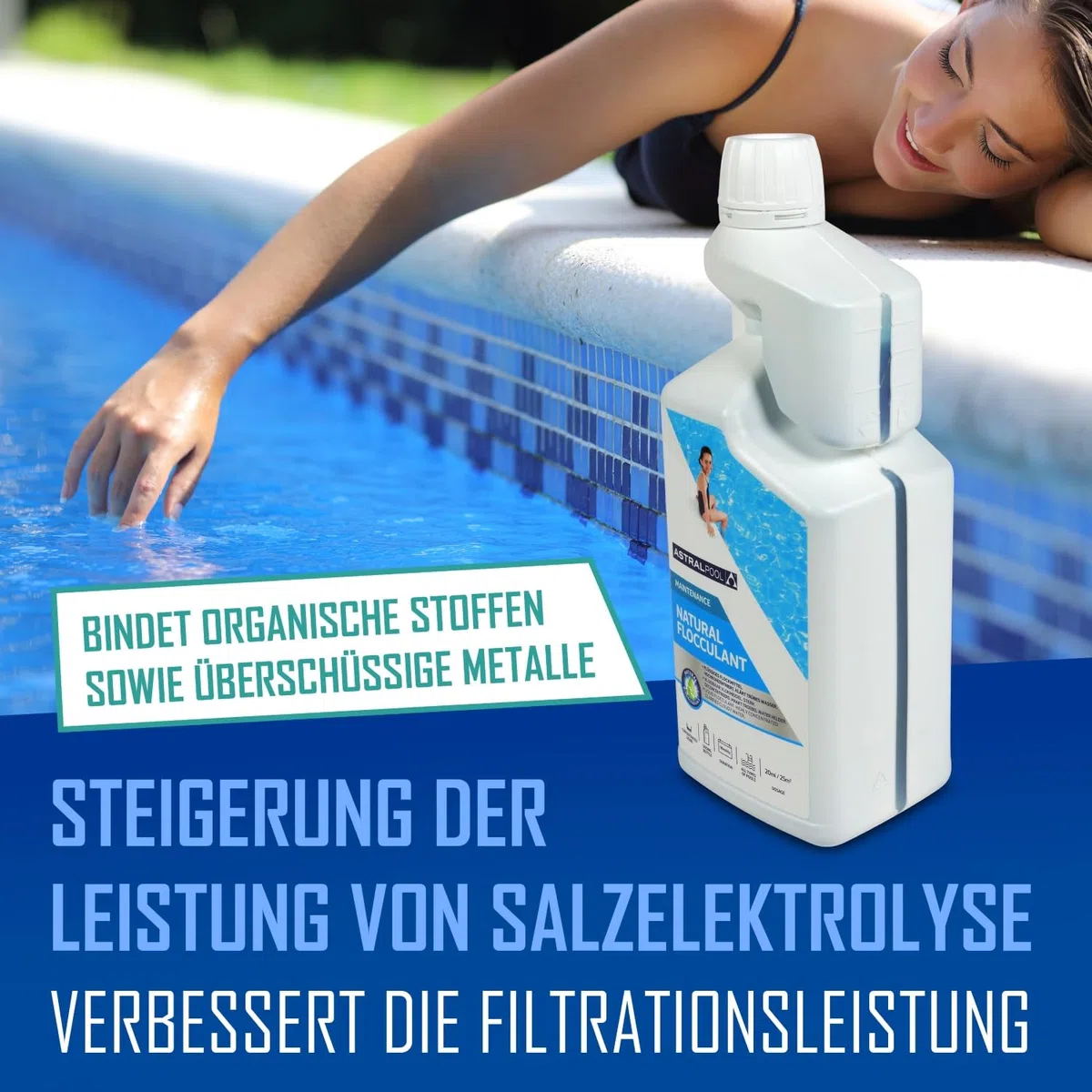 Astral Pool Natural Flocculant 1,0 l - Bio-Flockungsmittel für klares Poolwasser - Entfernt Phosphat, Öle und organische Stoffe