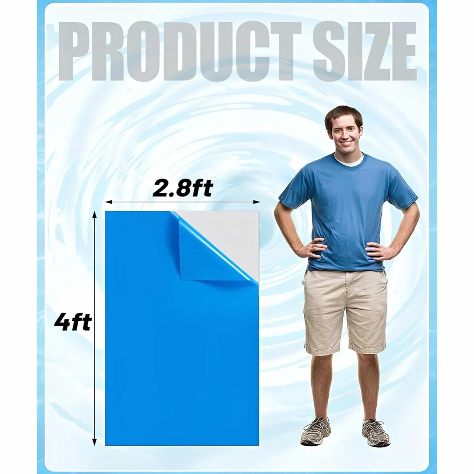 Selbstklebende Reparaturflicken Pool für Schwimmbecken 4FT x 2.8FT PVC Pools Patches Extra Groß Pool Reparatur Unterwasser für Wasserbett Aufblasbares Boot Schwimmbäder