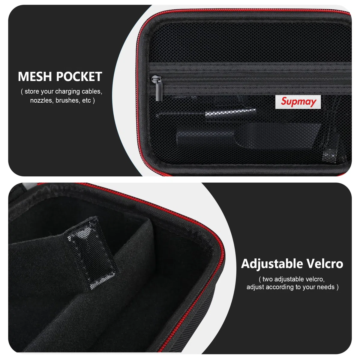 Tragetasche für WOLFBOX MF50/ MF200/ MF100 Electric Air Duster, Kabelloser Luftstauber Speicherhalter Passt MF200/100/50 Kit mit Reißverschluss Mesh Tasche für Speicherdüsen, Bürsten, Schwarz