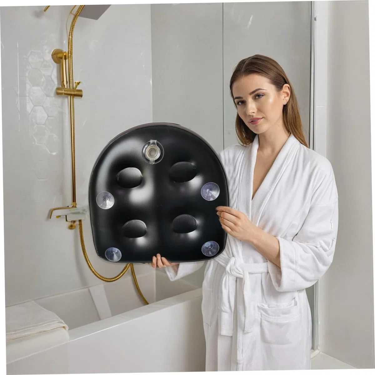 Aufblasbarer Whirlpool-Sitz, bequemer Whirlpool-Sitz, wiederverwendbar, mit Saugnapf und Netz, 47 x 36 x 15 cm, Rutschfester PVC-Spa-Pool-Booster für Erwachsene