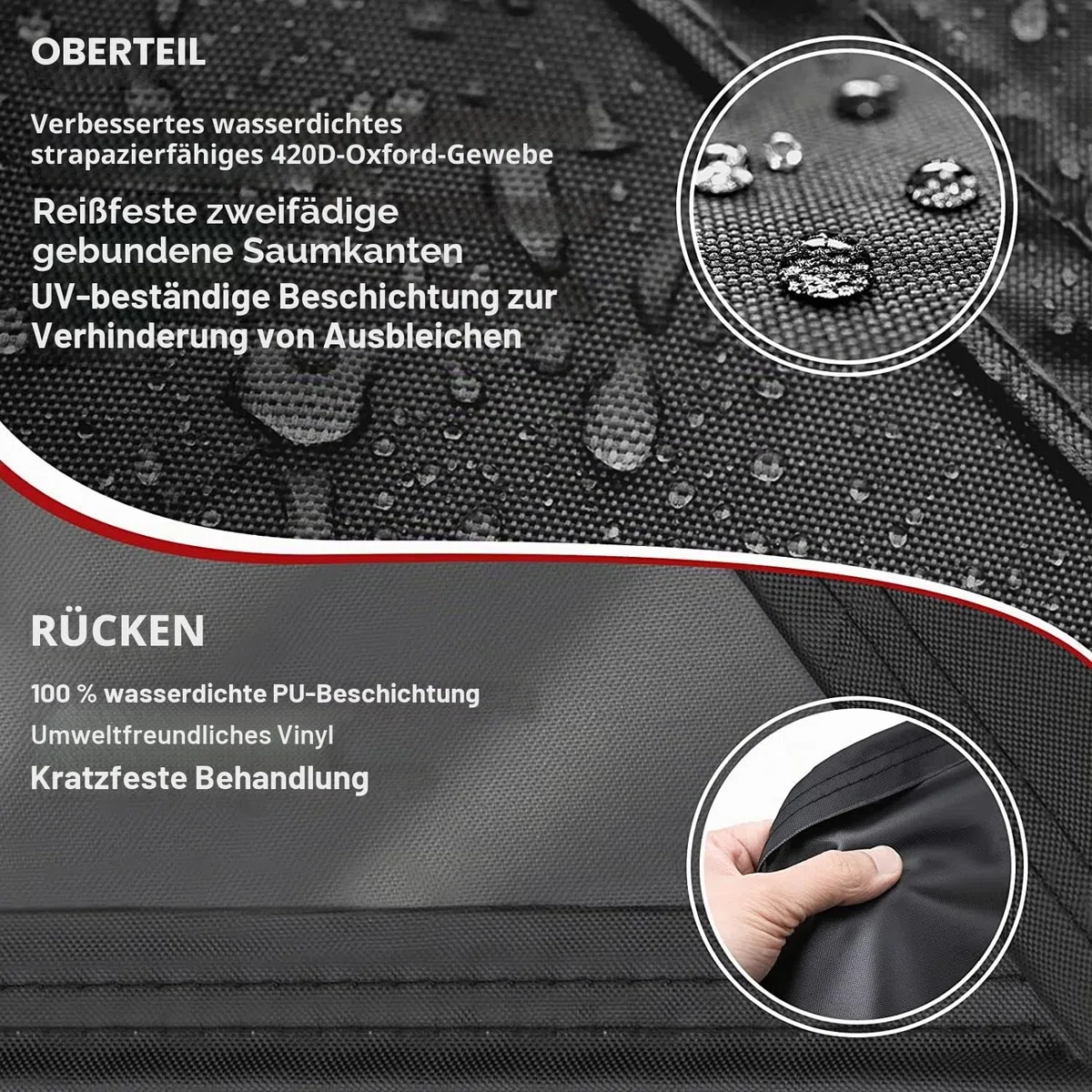 GARPROVM Grillabdeckung wetterfest, Gasgrill Abdeckung Winterfest 147x61x122cm Grill Abdeckhaube Wasserdicht, Grill Wetterschutzhülle Oxford Gewebe Schneefest Grillhaube Grill Abdeckplane