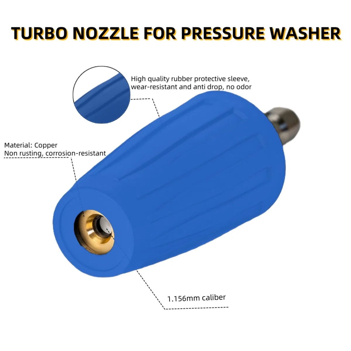 Drehbare Turbo Düse Universal Für Wasser Hochdruckreiniger, 4000 Psi, Kaliber 1.156 mm,1/4 Quick Connect Rotating Turbo Hochdruckreiniger Pistole Düse Zubehör, Verwendung Für Turbowasher (Blau)