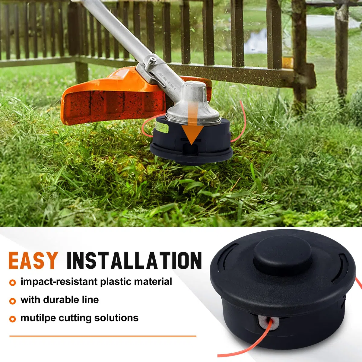 Mähkopf für Stihl Autocut 25-2 Fadenkopf M10x1.0 Trimmerkopf für FS55 FS55R FS56 FS80 FS85 FS90 FS100 FS110 FS130 FS250 Rasenmäher Ersatzteile 40027102108 (1*Mähkopf+Ein Satz Ersatzteile)