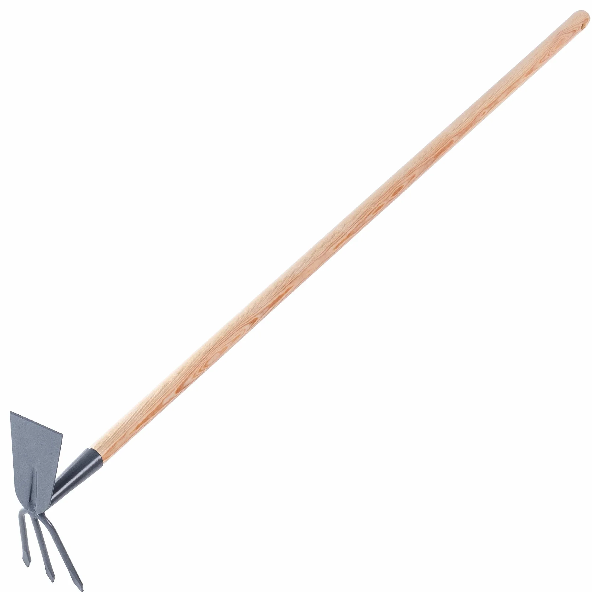KADAX Hacke aus Metall, Gartenhacke mit langem Stiel aus Holz, Doppelhacke für Garten zum Lockern, Lüften und Jäten des Bodens, Unkrauthacke (Lang, Rechteck - 3 Zinken, Mit Holzstiel)