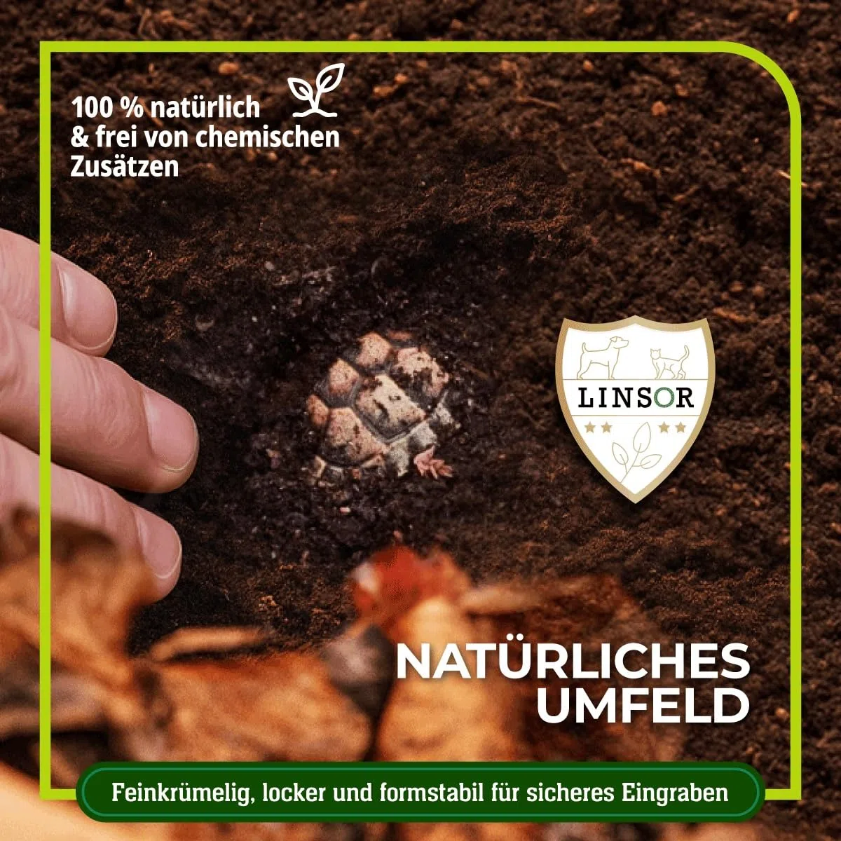 Schildkrötensubstrat 40 L – natürliche Schildkrötenerde ohne Dünger, feinkrümelig und grabfähig für Landschildkröten als Erde mit natürlicher Struktur