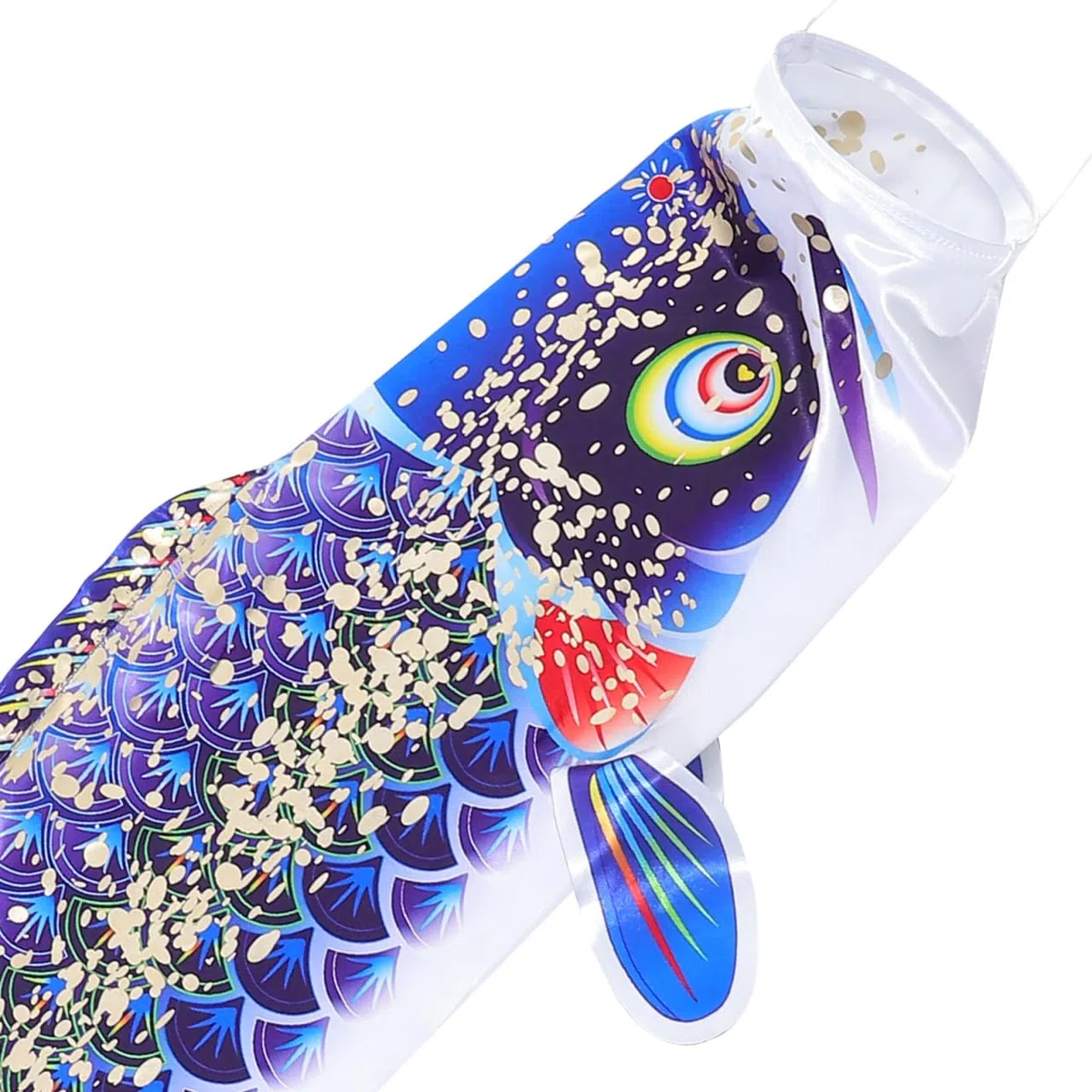 Ipetboom 1 Stück Koinobori Windsack Japanische Karpfenfahne Blau, 100x27cm Satin Fisch Flagge, Windspiel Deko für Garten, Hof, Terrasse, Balkon, Strand, Sushi Bar, Neujahr, Party und Outdoor
