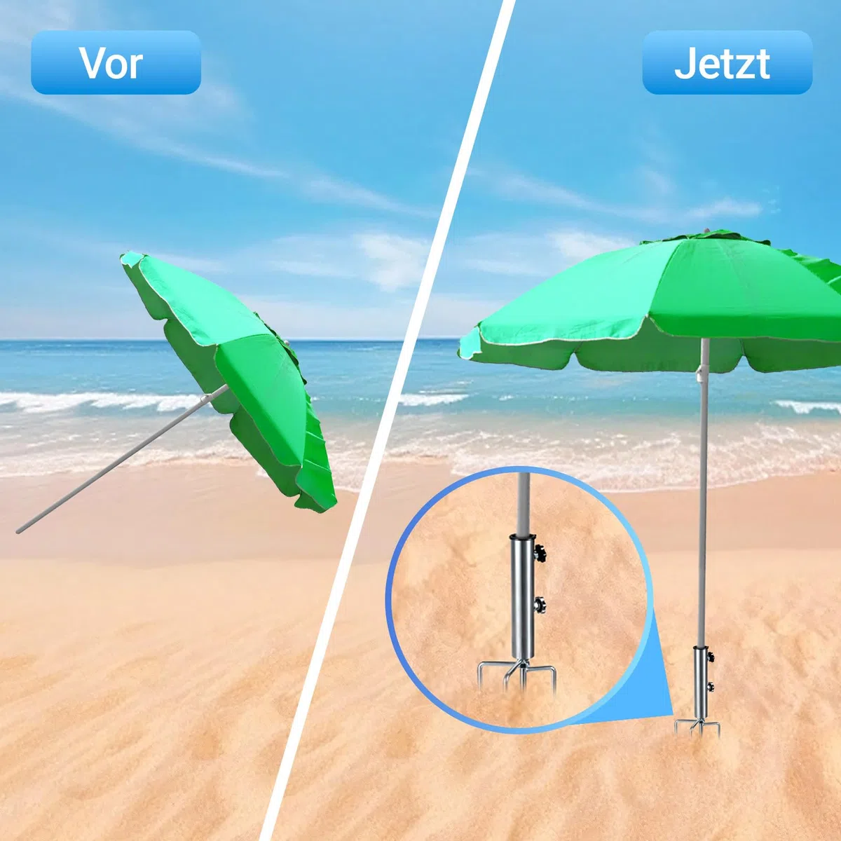 GOZYLA Sonnenschirmständer mit Rasendorn Schirmständer 4 Zinken: Sonnenschirmhalter Spikes Klein Fuß Terrassenschirm Stahlanker Fahrbar Sonnenschirmfuß für Außenbereich Gras Sand Strand