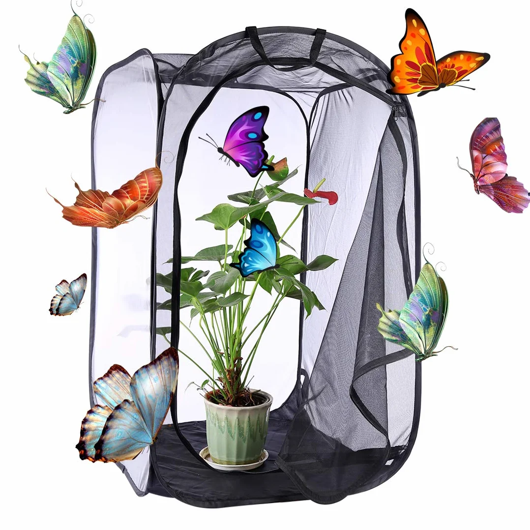 Klappbar Schmetterling und Insekt Habitat Käfig Mesh - Schwarze L