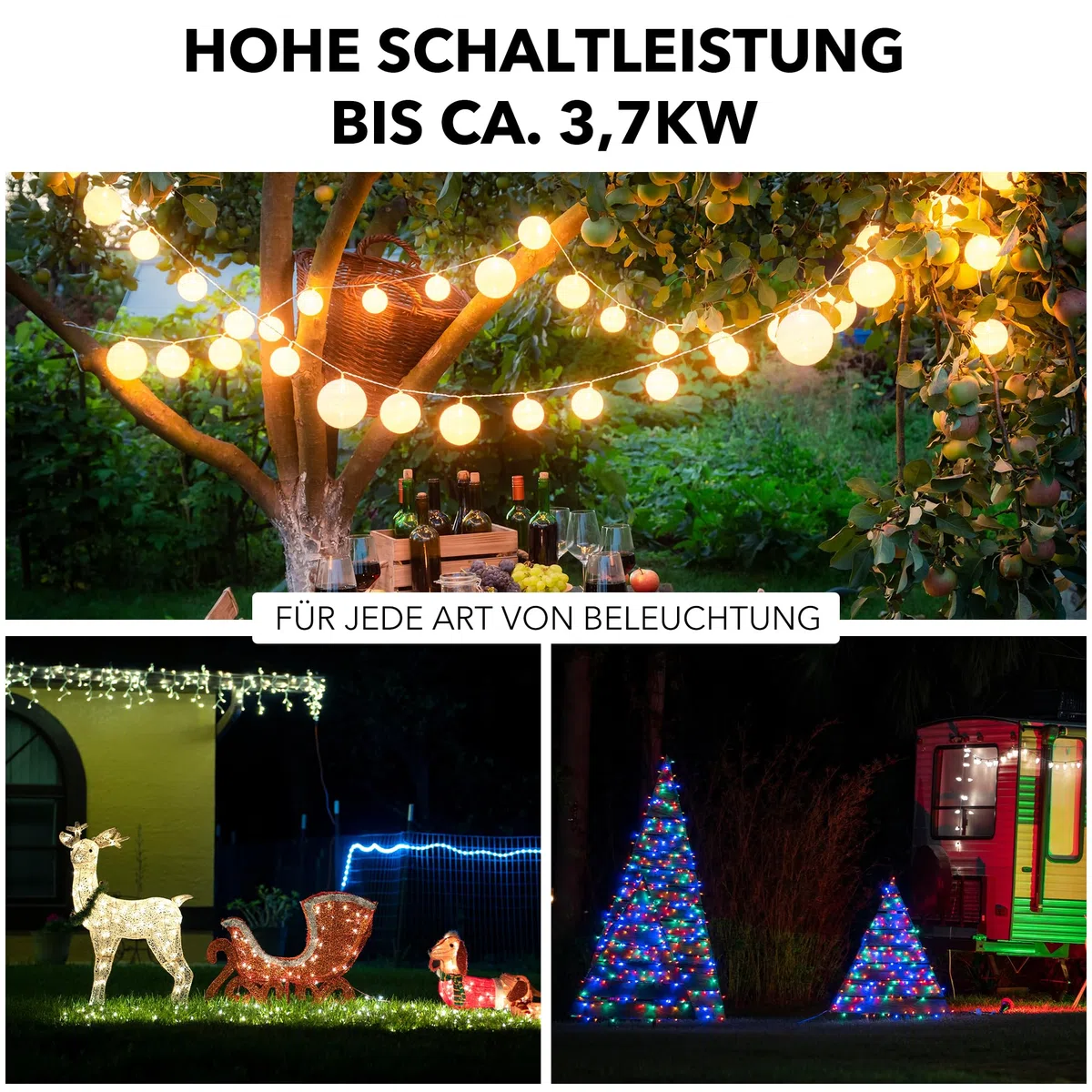 HBN 2X Zeitschaltuhr Steckdose Aussenbereich, IP44 Outdoor Mechanische Timer mit Kindersicherung & Schutzabdeckung, Analoge Tageszeitschaltuhr für Außen, 16A/3.680W