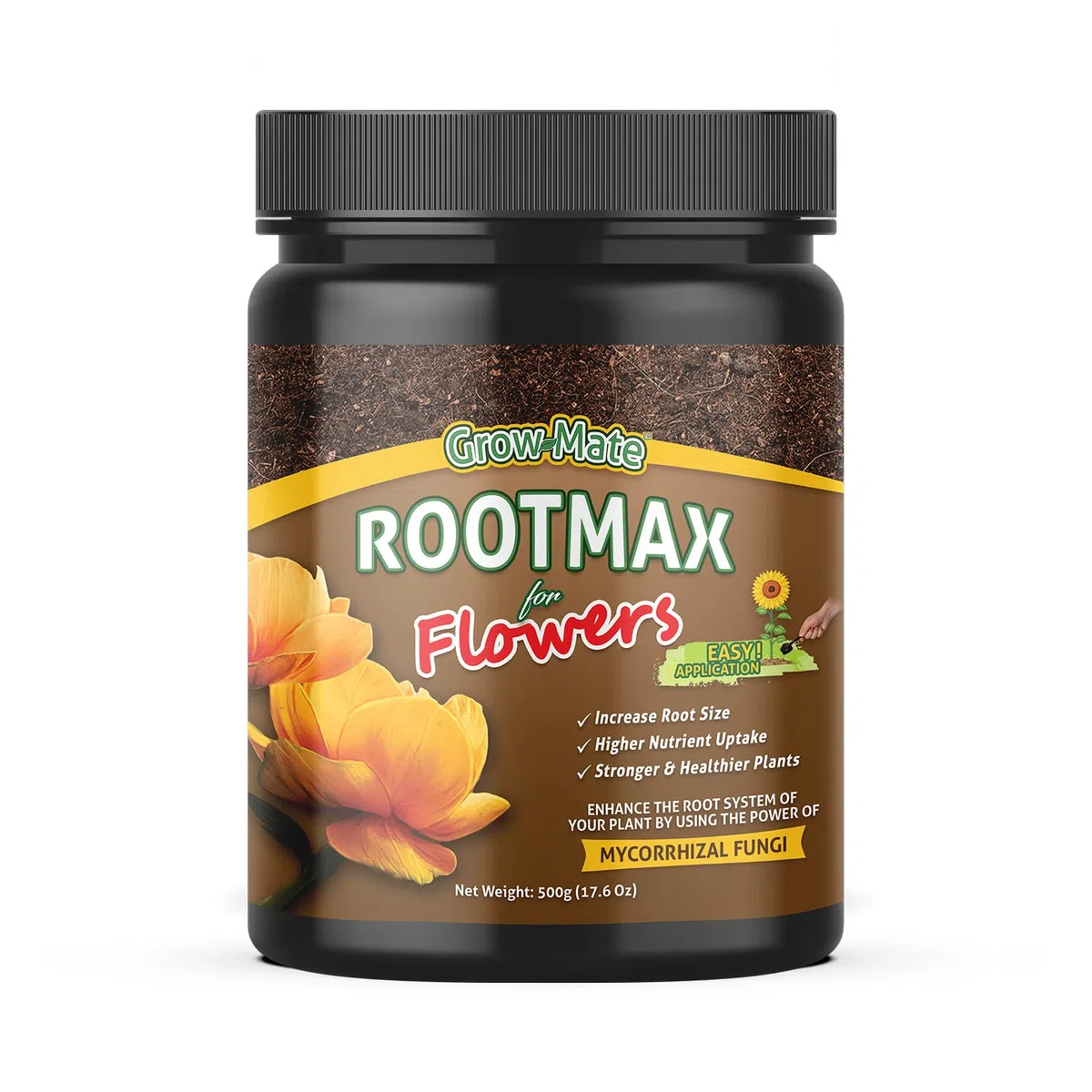 RootMax Flower: Mykorrhiza-Bewurzelungspulver & Wurzelaktivator für Stecklinge & Pflanzen - Verbessertes Wurzelwachstum für gesündere Gärten - Behandelt bis zu 100 Pflanzen (500 g/17.63 oz)