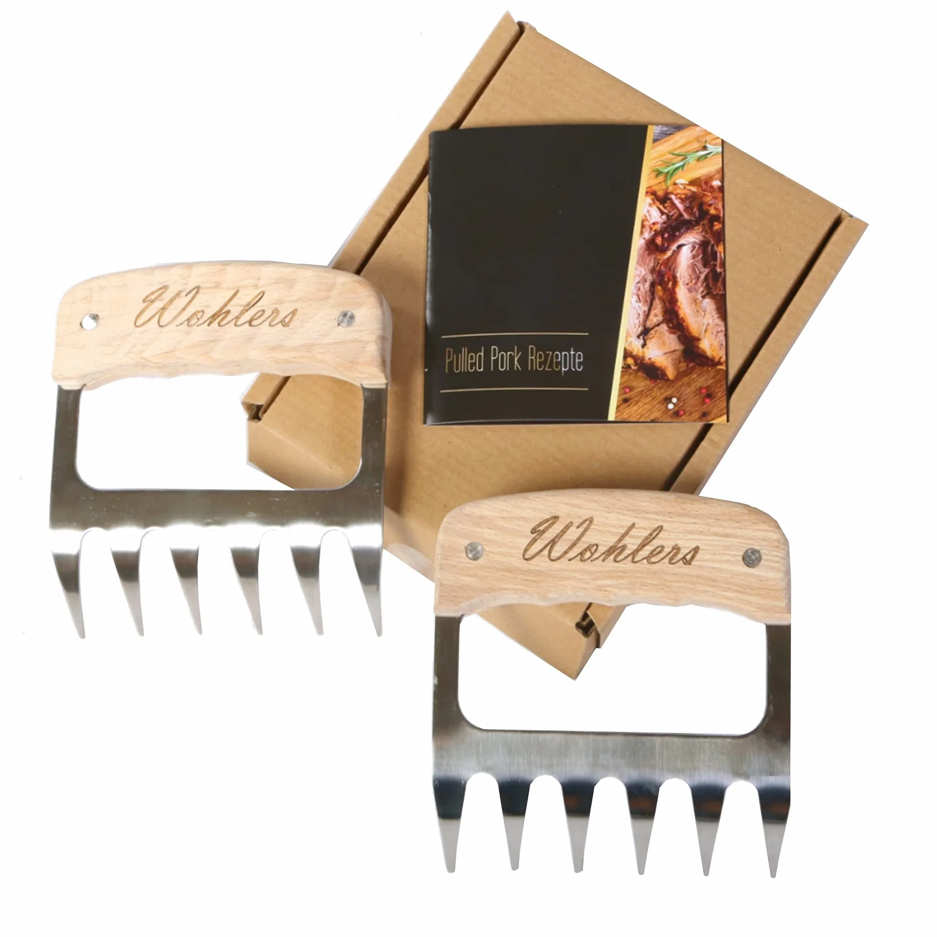 Pulled Pork Krallen für saftiges und leckeres Shredder BBQ - Edelstahl Fleisch Bärenkrallen für perfektes Pulled Pork - mit den Fleisch Krallen zur unvergesslichen Garten-Grill Party