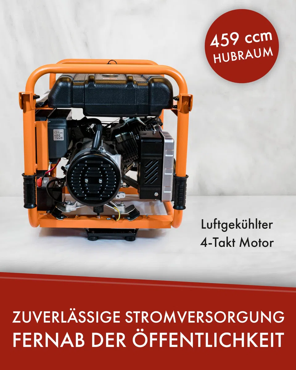 KnappWulf Generator Stromerzeuger Stromaggregat Notstomaggregat KW8300 mit 7,7kW max. Leistung bei 400V, 2,56 kW bei 230V, 25L Industrie Kunststofftank, Ölmangelsicherung, AVR, Elektrostarter