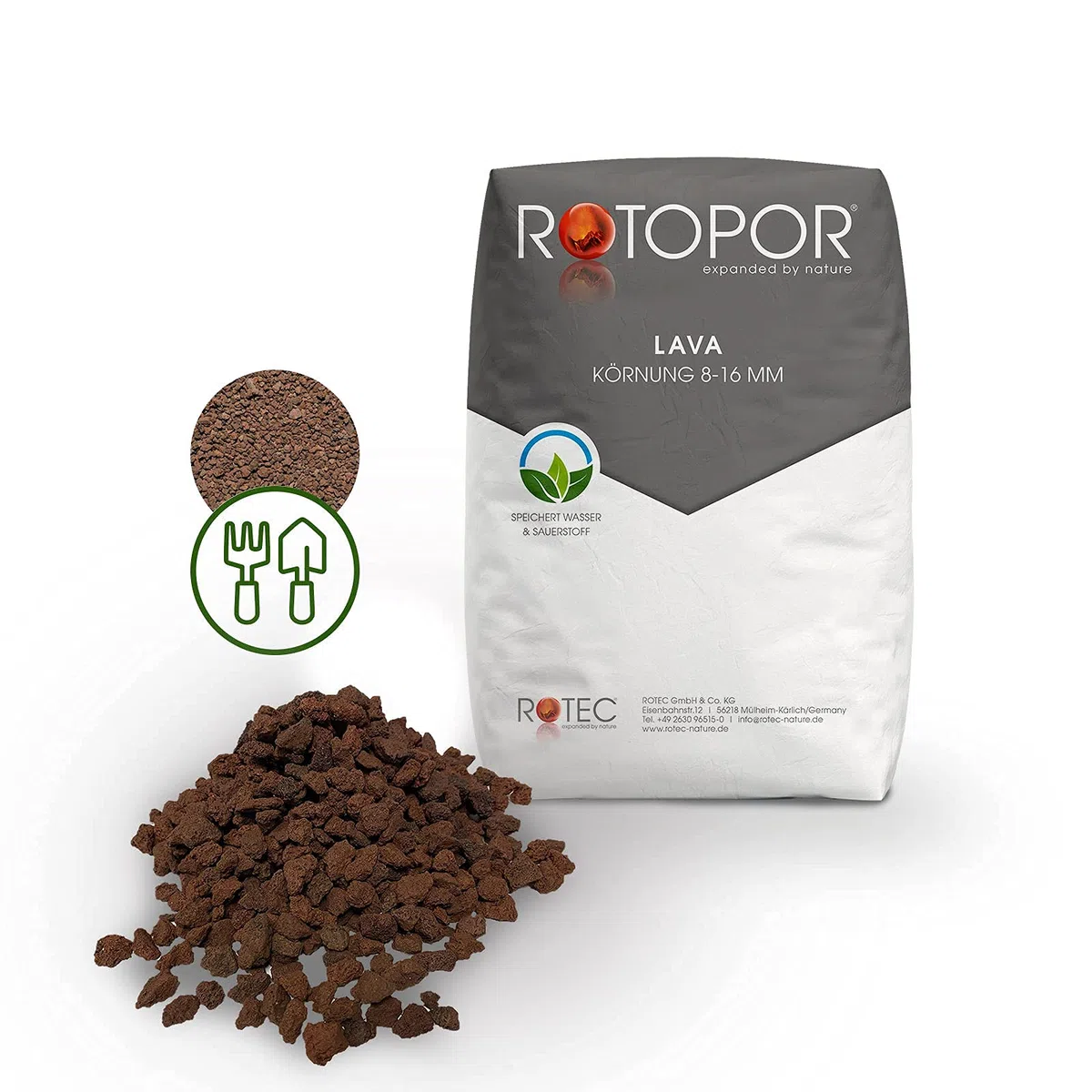 Lava 8-16 mm Rot-Braun Deko 20 Ltr Sack Lavakies Kies Mulch Lavasplitt Rot Braun Eifellava