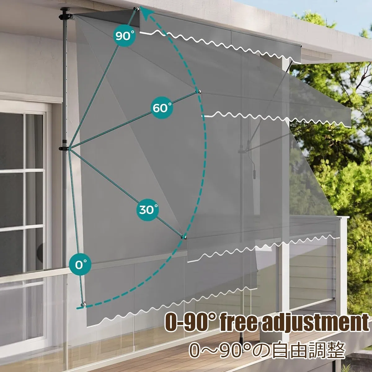 Einziehbare Markise, Markisen für Terrasse, manuelles Markise, einziehbare Sonnensegel, wasserabweisendes Polyester mit Kurbel für Balkon, Garten (Gelb und Weiß, 4 m)