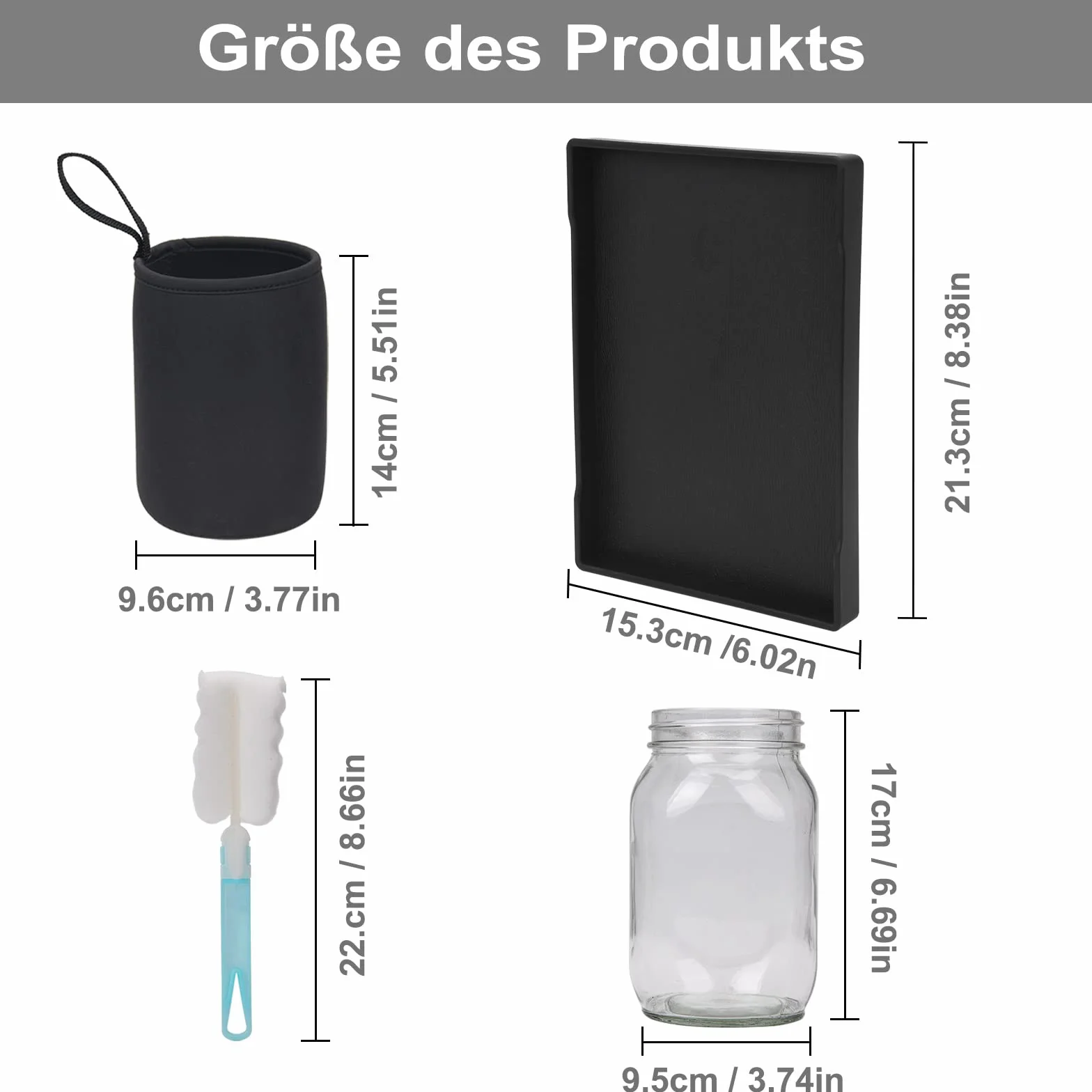 Sprossenglas, Sprossen Keimglas 2er Set, Sprouting Jar mit Deckel, Sieb & Abtropfschale, Sprossen Keimgerät für Alfalfa Kresse Brokkoli Mungobohnen