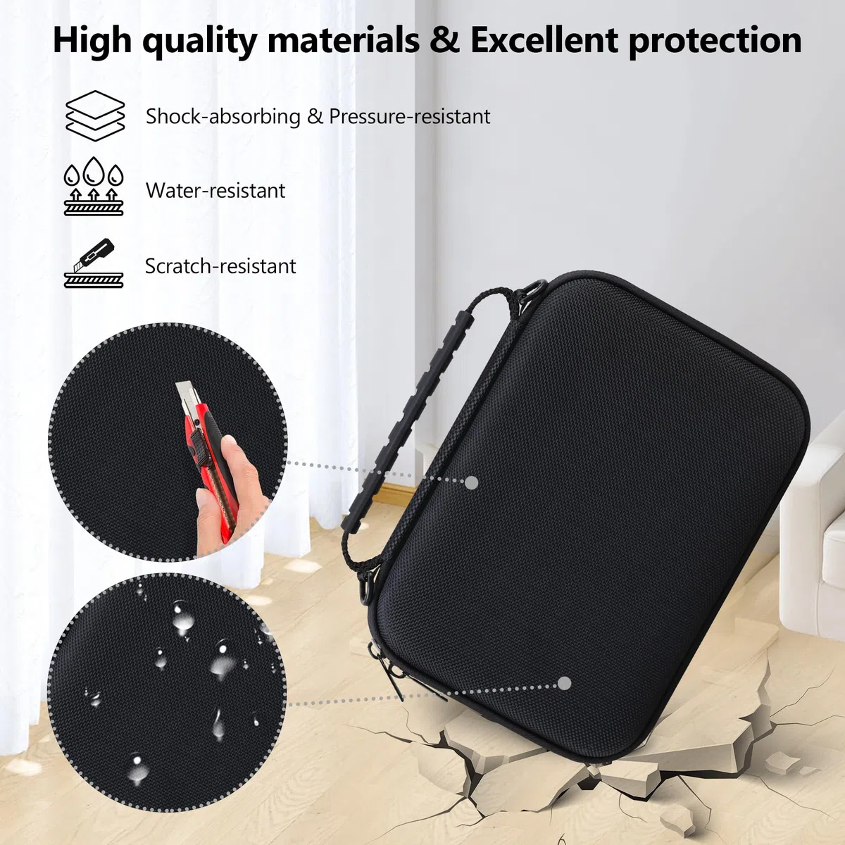 Tragetasche für WOLFBOX MF50/ MF200/ MF100 Electric Air Duster, Kabelloser Luftstauber Speicherhalter Passt MF200/100/50 Kit mit Reißverschluss Mesh Tasche für Speicherdüsen, Bürsten, Schwarz
