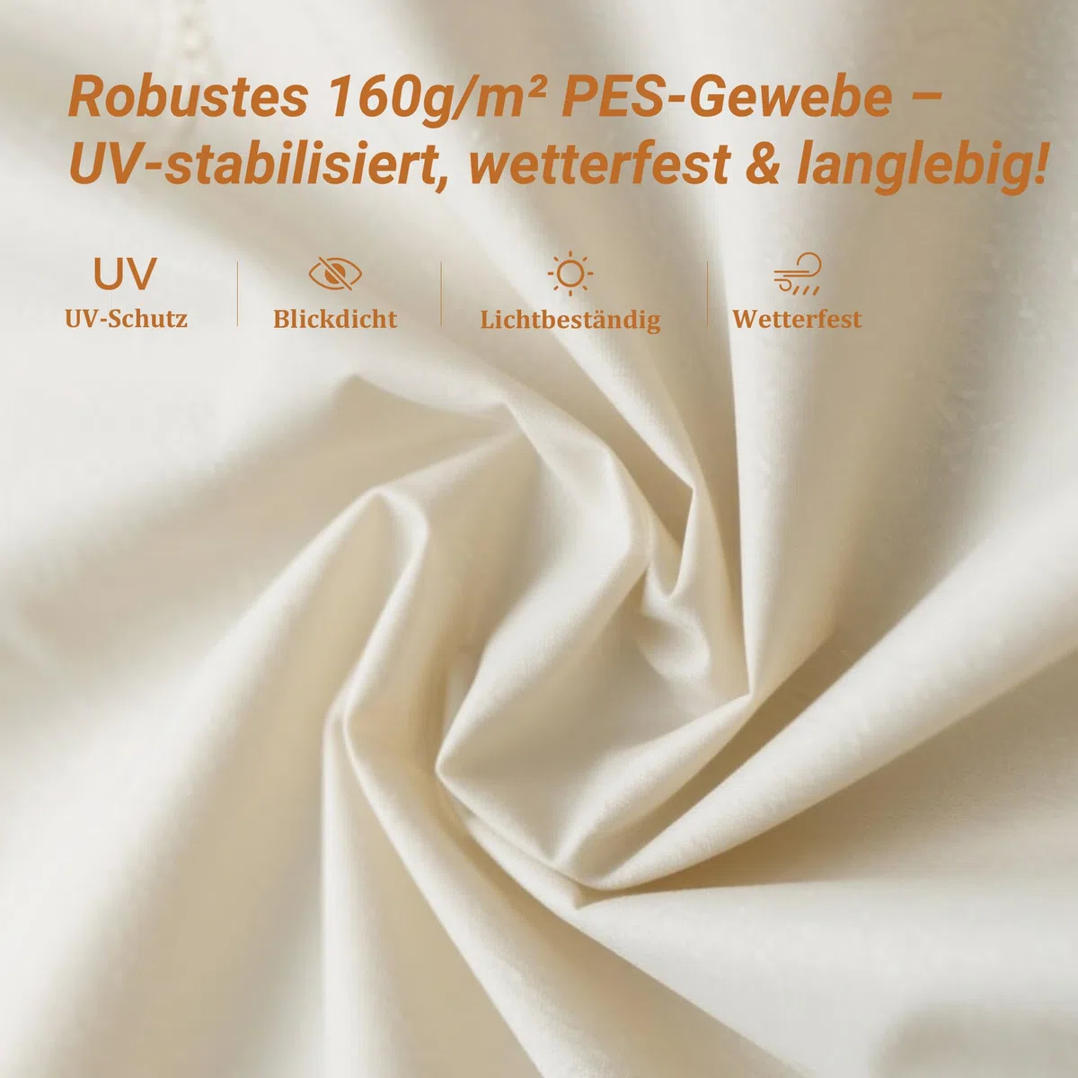 Balkon Sichtschutz 90x500cm, Blickdicht & wetterfest – Balkonabdeckung und Windschutz mit Ösen und Kordel, Creme