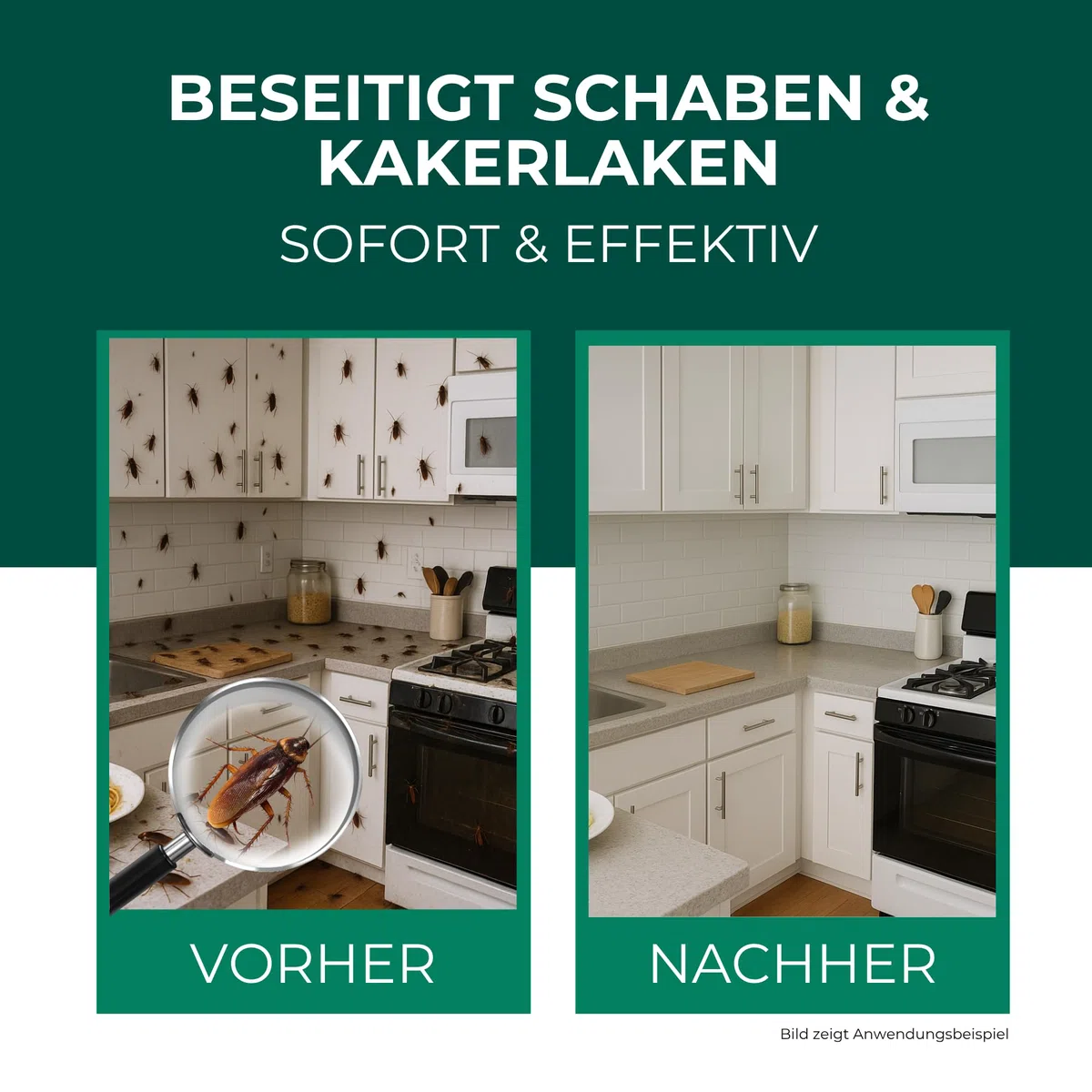 Schabenspray 500ml inkl. E-Book per QR-Code - Anti Schaben Spray mit Langzeitwirkung für Küche & Bad - Schabenmittel & Kakerlakenspray gegen Schaben & Kakerlaken im Haus