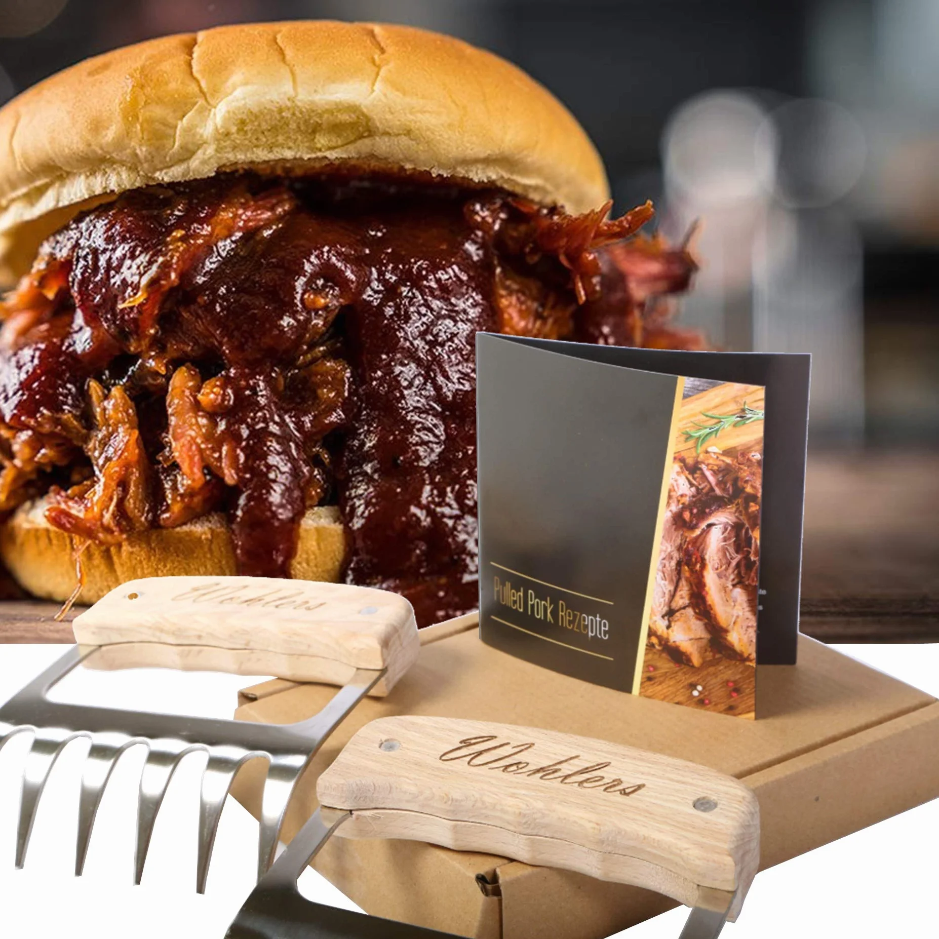 Pulled Pork Krallen für saftiges und leckeres Shredder BBQ - Edelstahl Fleisch Bärenkrallen für perfektes Pulled Pork - mit den Fleisch Krallen zur unvergesslichen Garten-Grill Party