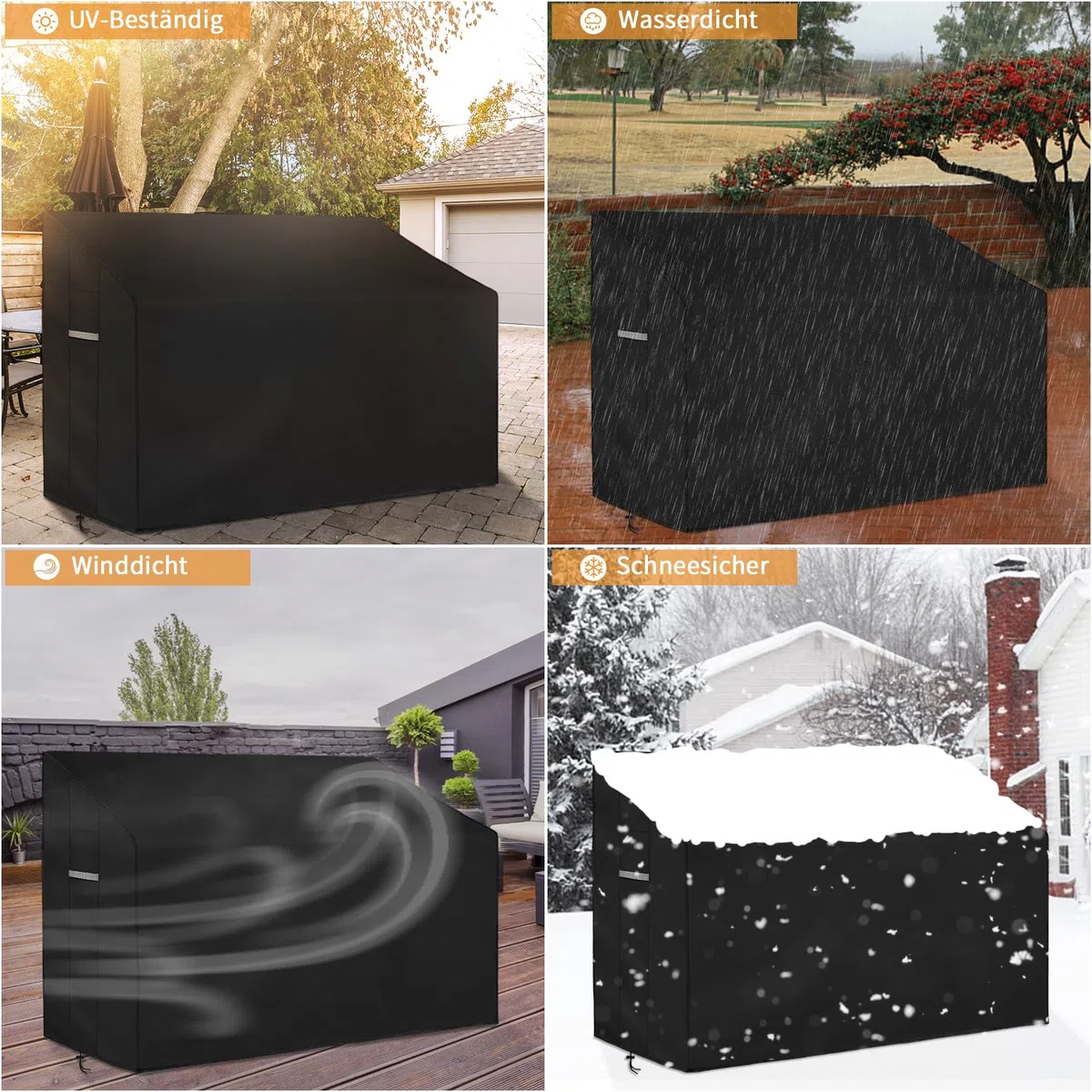 Dokon 2 Sitzer Gartenbank Abdeckung mit Belüftungsöffnungen Wasserdicht Winddicht UV-Beständiges Robustes Oxford-Gewebe Schutzhülle für Gartenbank, Gartensofa (134x66x63/89cm) - Schwarz